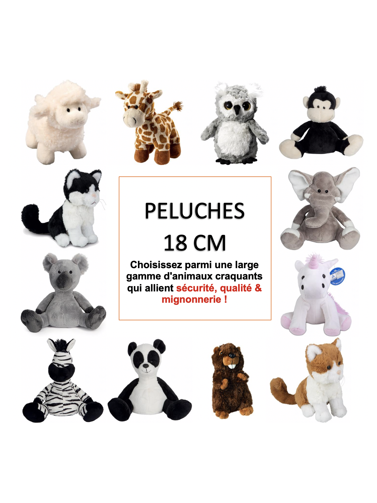 Choix de peluches de 18 cm